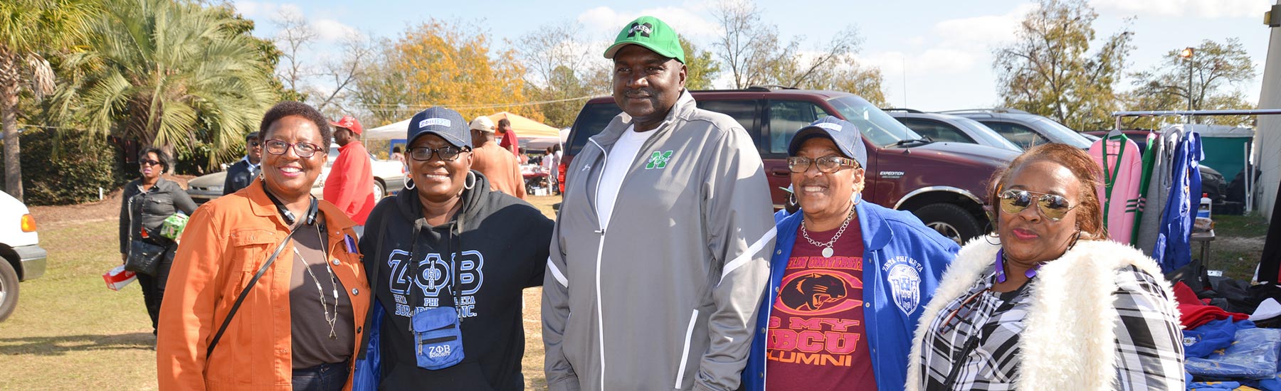 Claflin alumni at a tailgate cookout