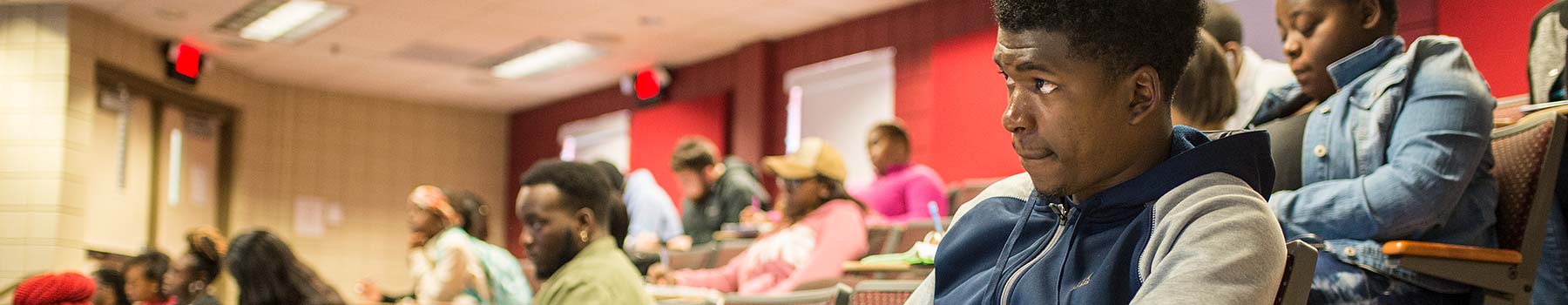 Students in large lecture hall