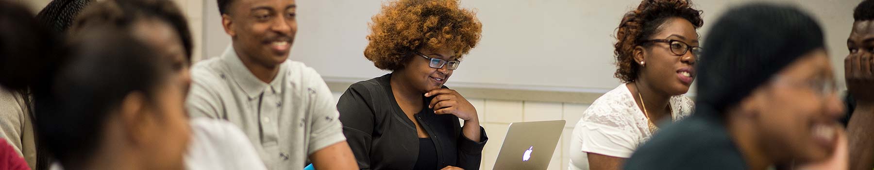 Claflin students working in a classroom