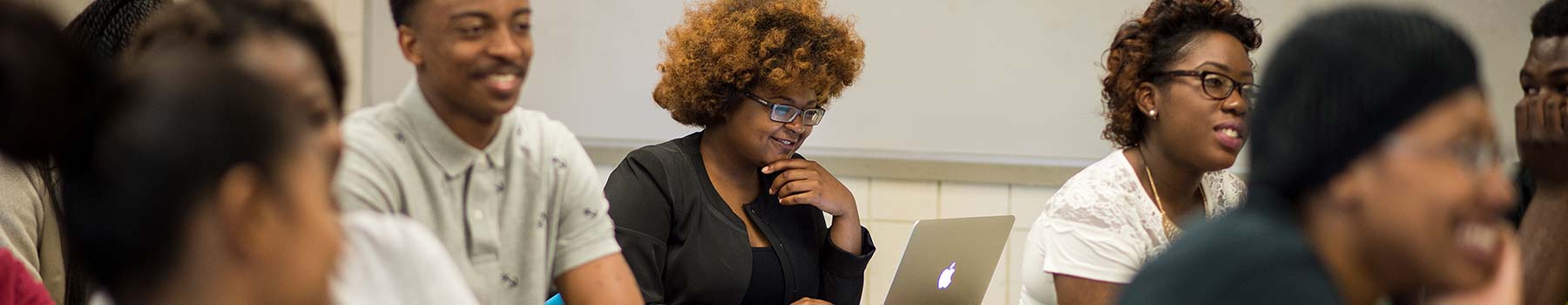 Claflin students working in a classroom