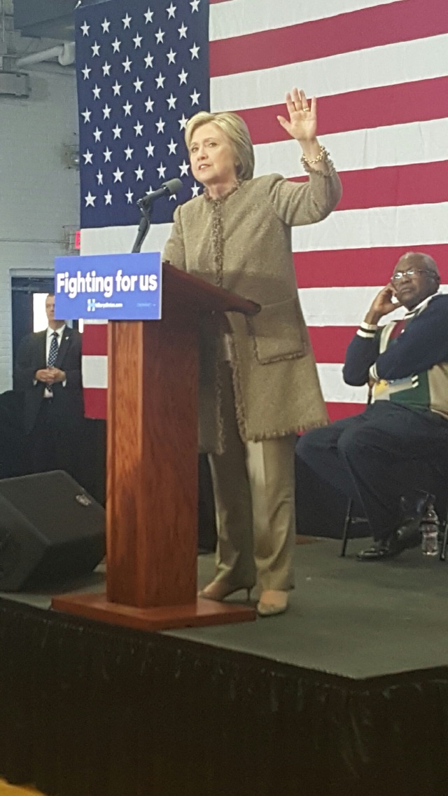 Hillary at Podium Speaking to Claflin