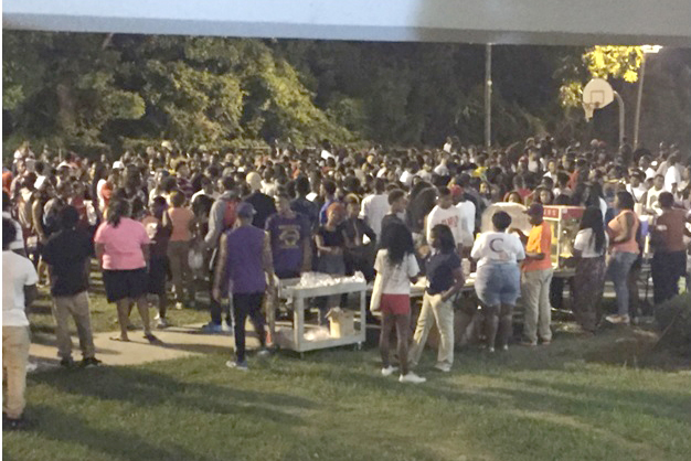 Students Outside at Block Party