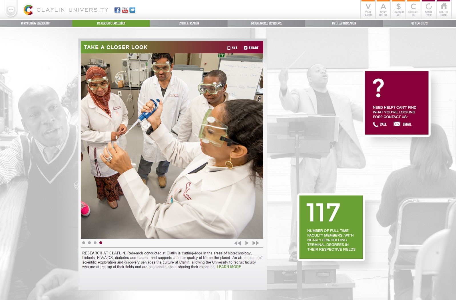 Screenshot from Claflin Viewbook