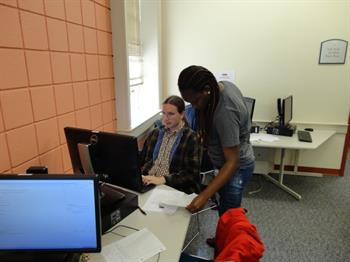 Members of the Claflin Computer Science Team working Together