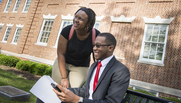 Student together on campus