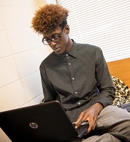 Student on a computer