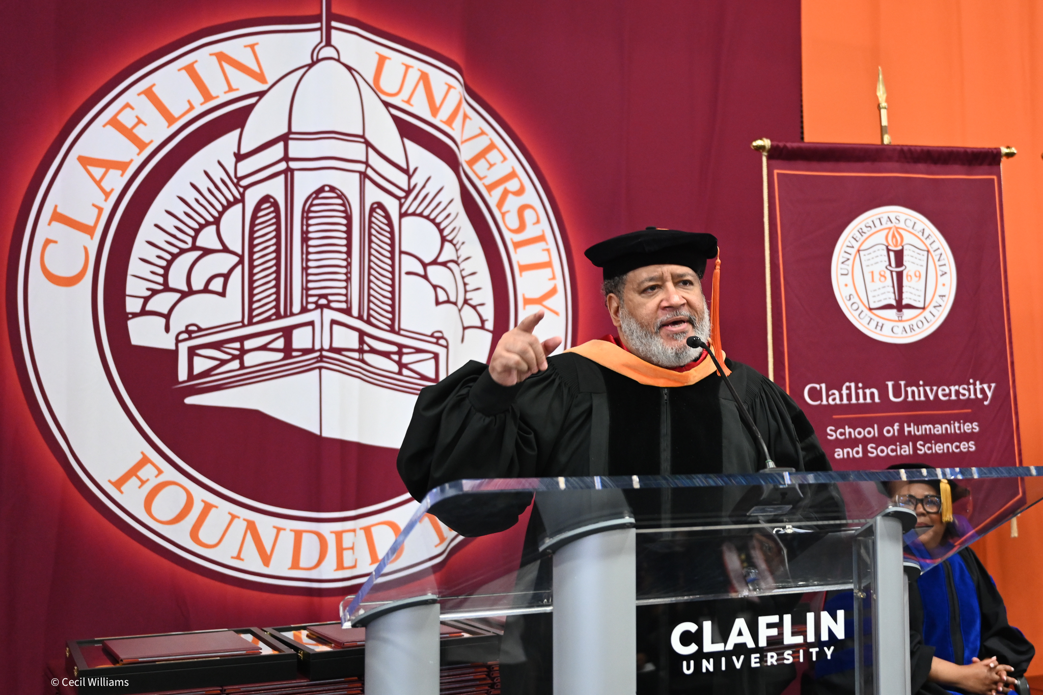 Dr. Michael Eric Dyson speaking during Claflin University's Spring 2026 Commencement Convocation