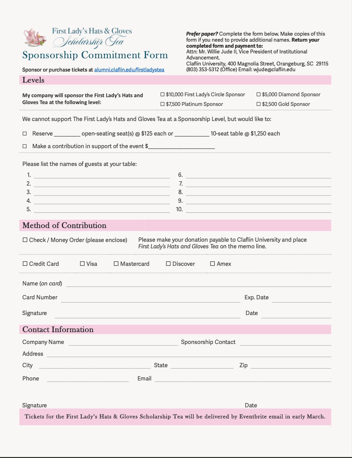 First Lady’s Hats & Gloves Scholarship Tea Flyer - Page 3