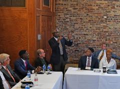 SC Congressman James Clyburn makes a point during panel discussion on entrepreneurship at Claflin SC Congressman James Clyburn makes a point during panel discussion on entrepreneurship at Claflin