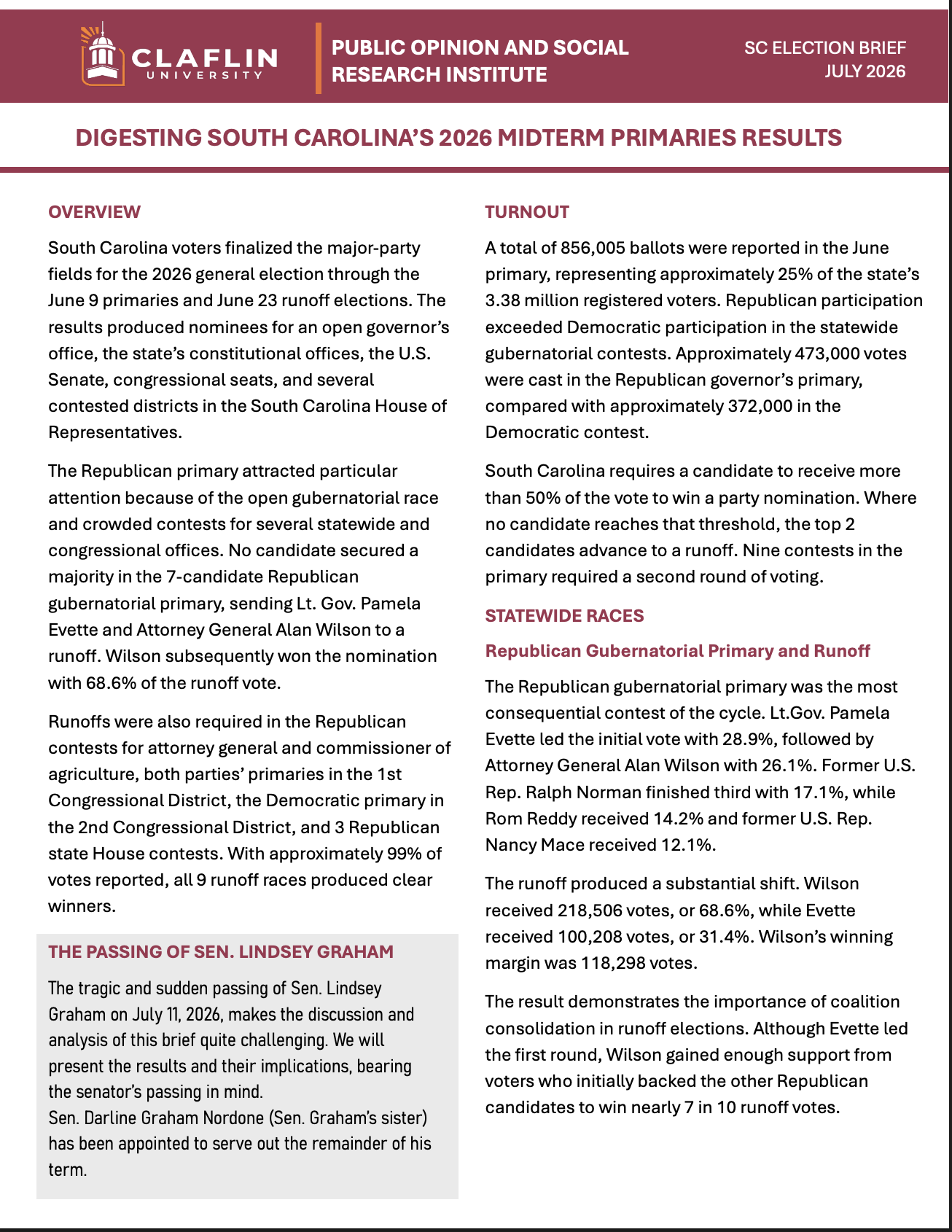 SC Election Brief July 2026