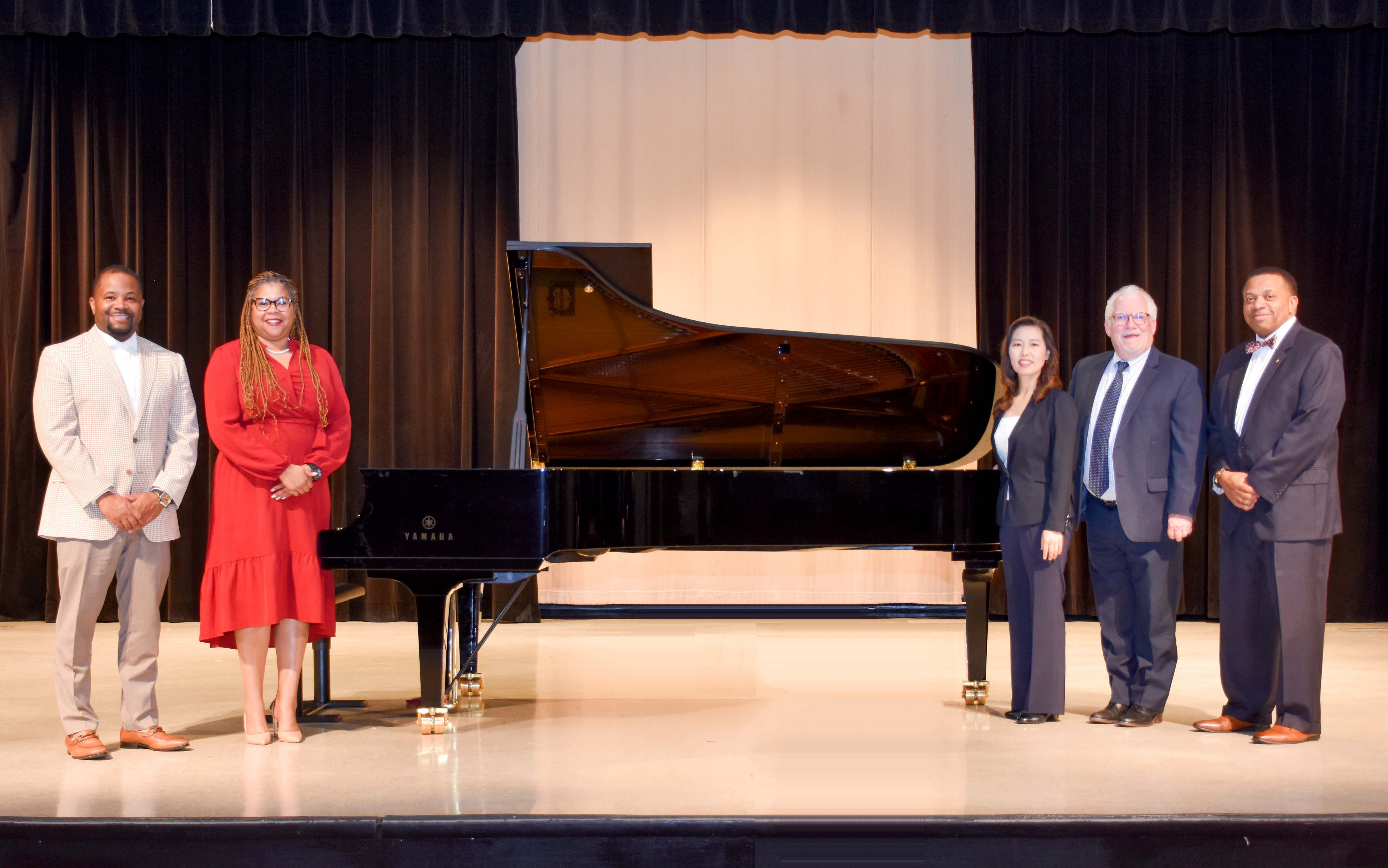 yamaha piano-from left Dr Dwaun J Warmack Dr Michelle Mayo Dr. Eunjung Choi Joseph Fox and Dr Isaiah McGee yamaha piano-from left Dr Dwaun J Warmack Dr Michelle Mayo Dr. Eunjung Choi Joseph Fox and Dr Isaiah McGee