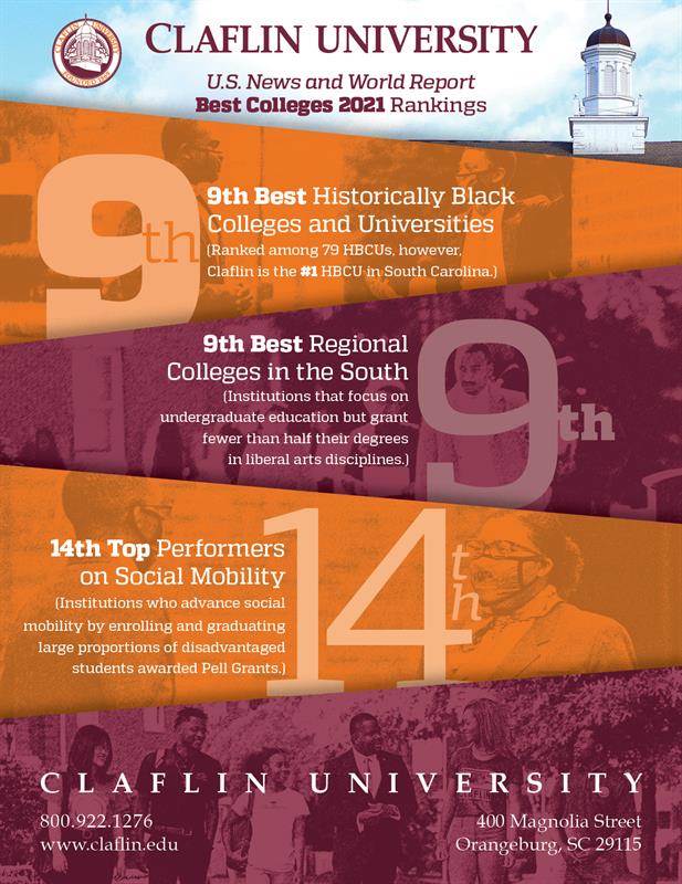 Claflin Ranked a "Top 10 HBCU" and "Top 10 Best Regional College in the